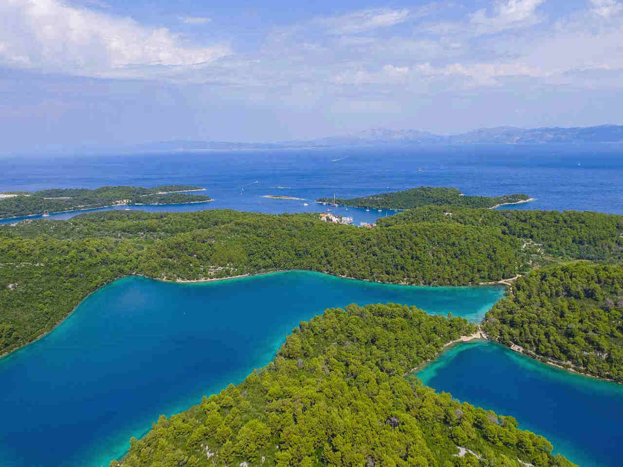 Blick auf Pomena im Norden der Insel Mljet